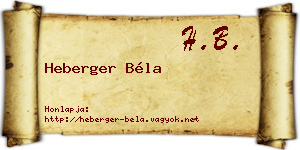 Heberger Béla névjegykártya